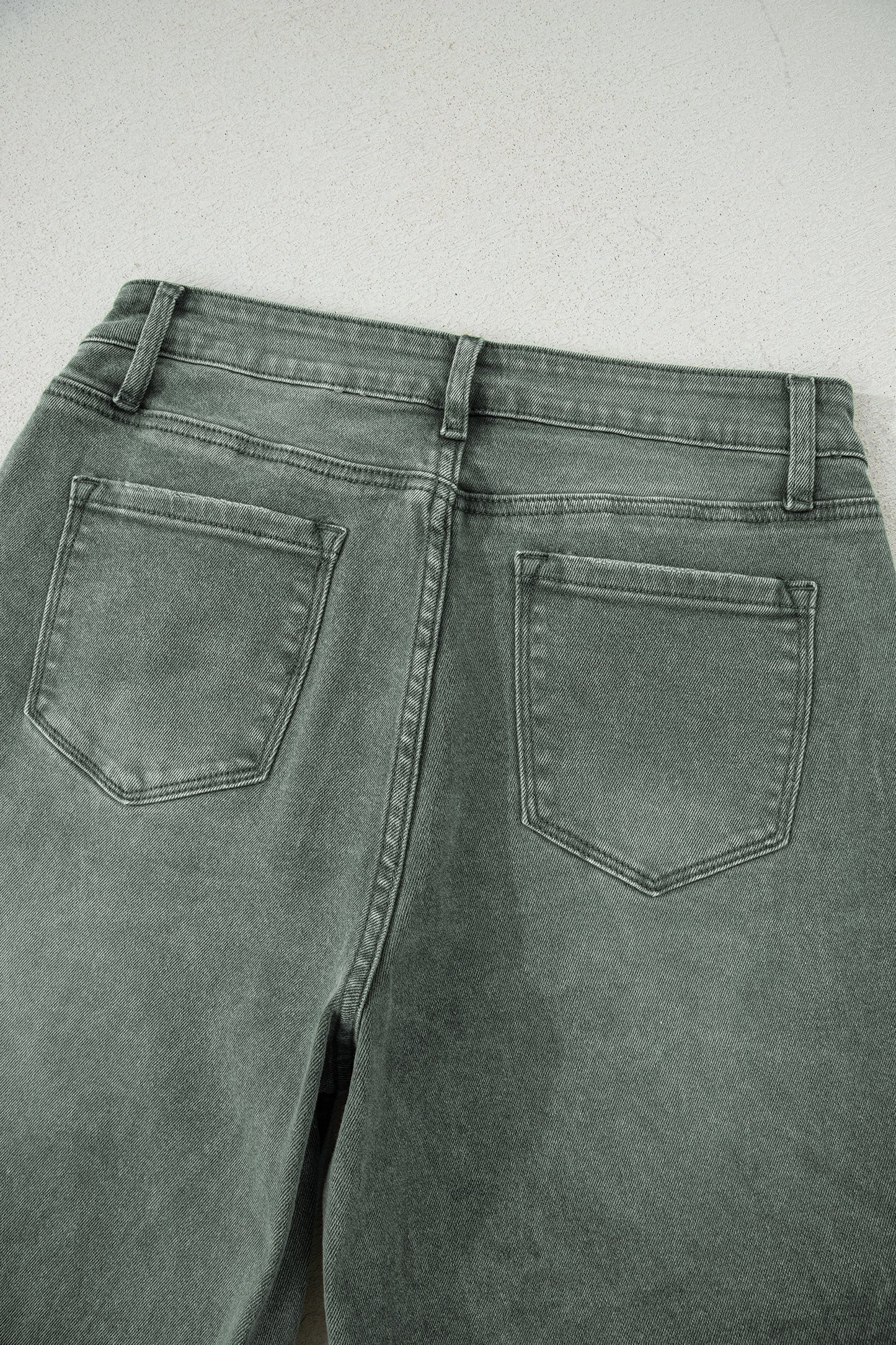 Four Leaf Clover Slight Distressed Raw Edge Wide Leg Jeans