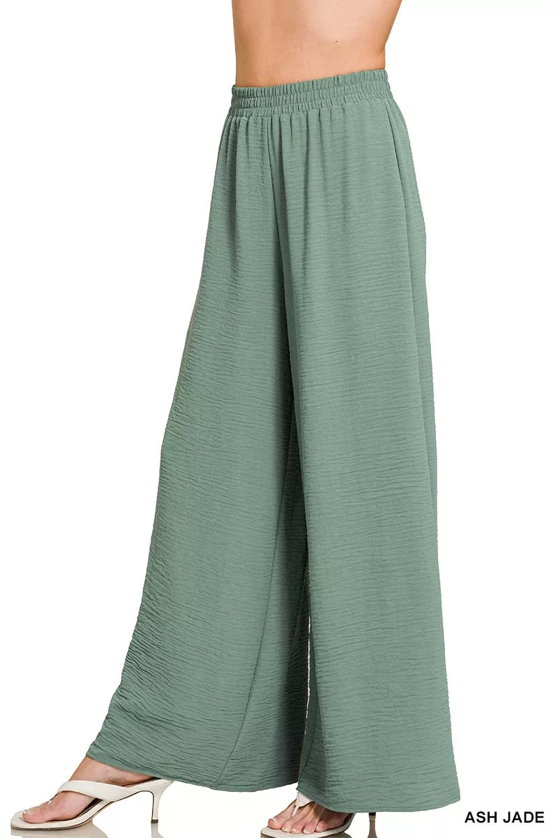 Woven Airflow Elastic Waistband Pants
