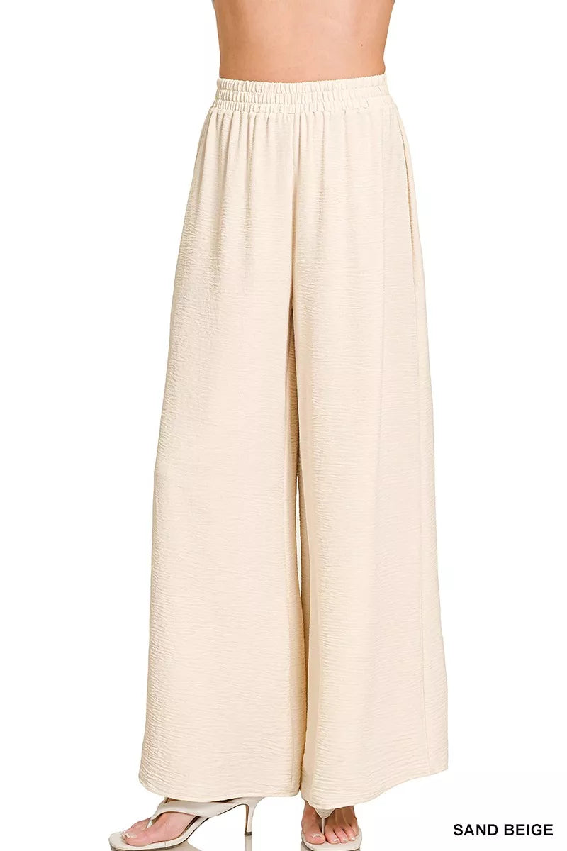 Woven Airflow Elastic Waistband Pants